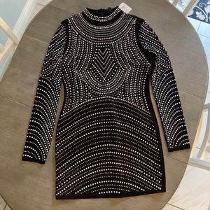Windsor Studded Long Sleeve Bodycon Dress Fitted